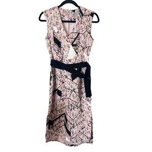 Preen by Thornton Bregazzi Floral Pink and‎ Black Belted Dress Size Small